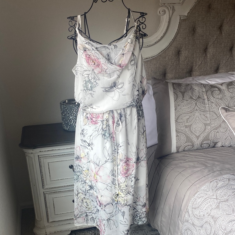 White House Black Market Floral Dress with Spaghetti Straps